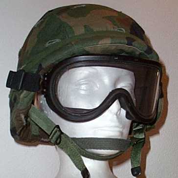 Fragmentation Goggles  mounted on Kevlar Helmet
